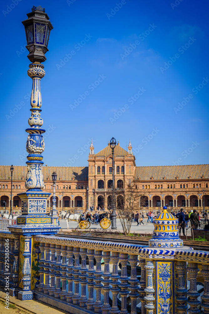 Obraz premium Interesting sketches on the Plaza of Spain.Seville. Andalusia. Spain