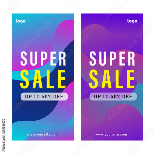 set of promotion banner template design with abstract geometric shape background