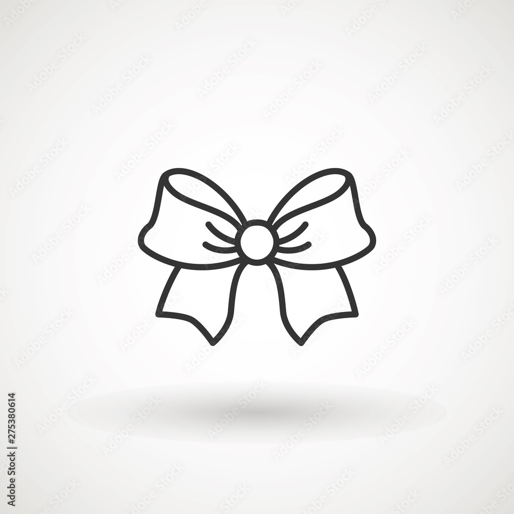 Naklejka premium Ribbon Bow Vector Icon. Black gift bow silhouette. Template design for surprise, celebration event, presents, birthday, Christmas