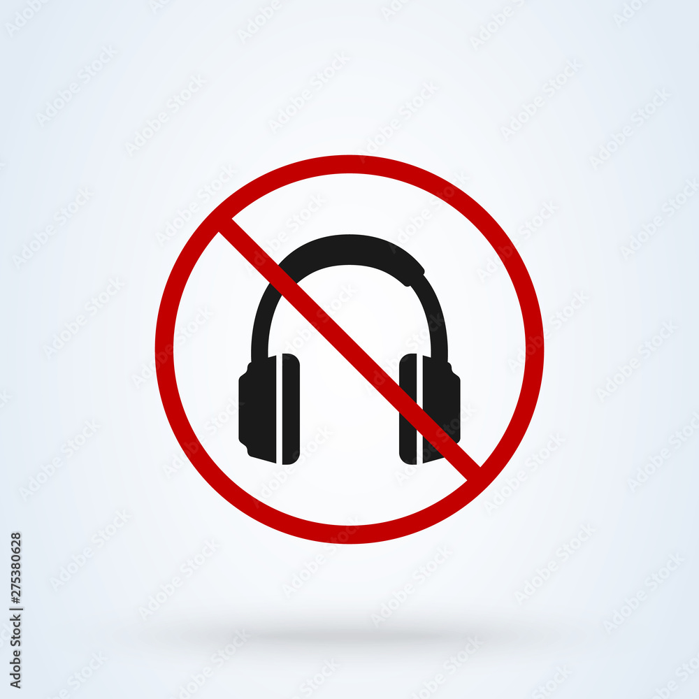 No headphones Simple vector modern icon. Forbidden design illustration. No headphones Simple vector modern icon. Forbidden design illustration.