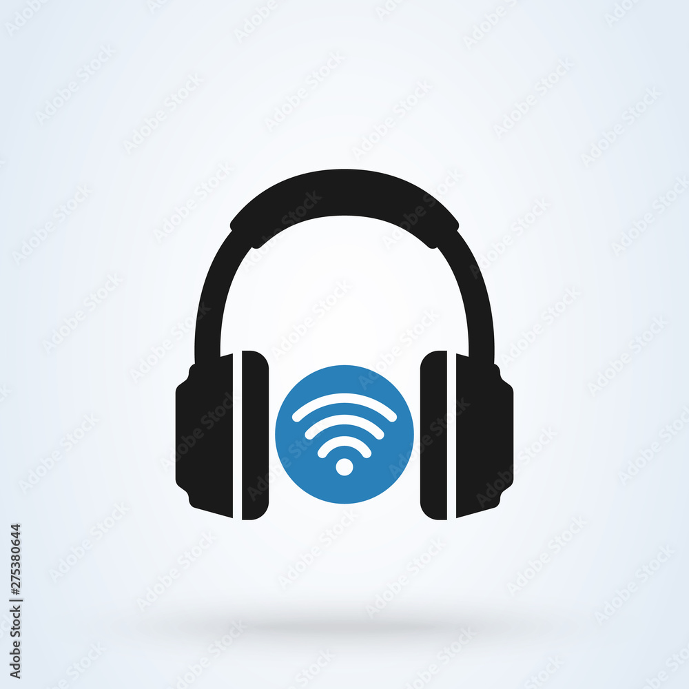 headphone with wifi and wireless vector. Simple modern icon design illustration. headphone with wifi and wireless vector. Simple modern icon design illustration.