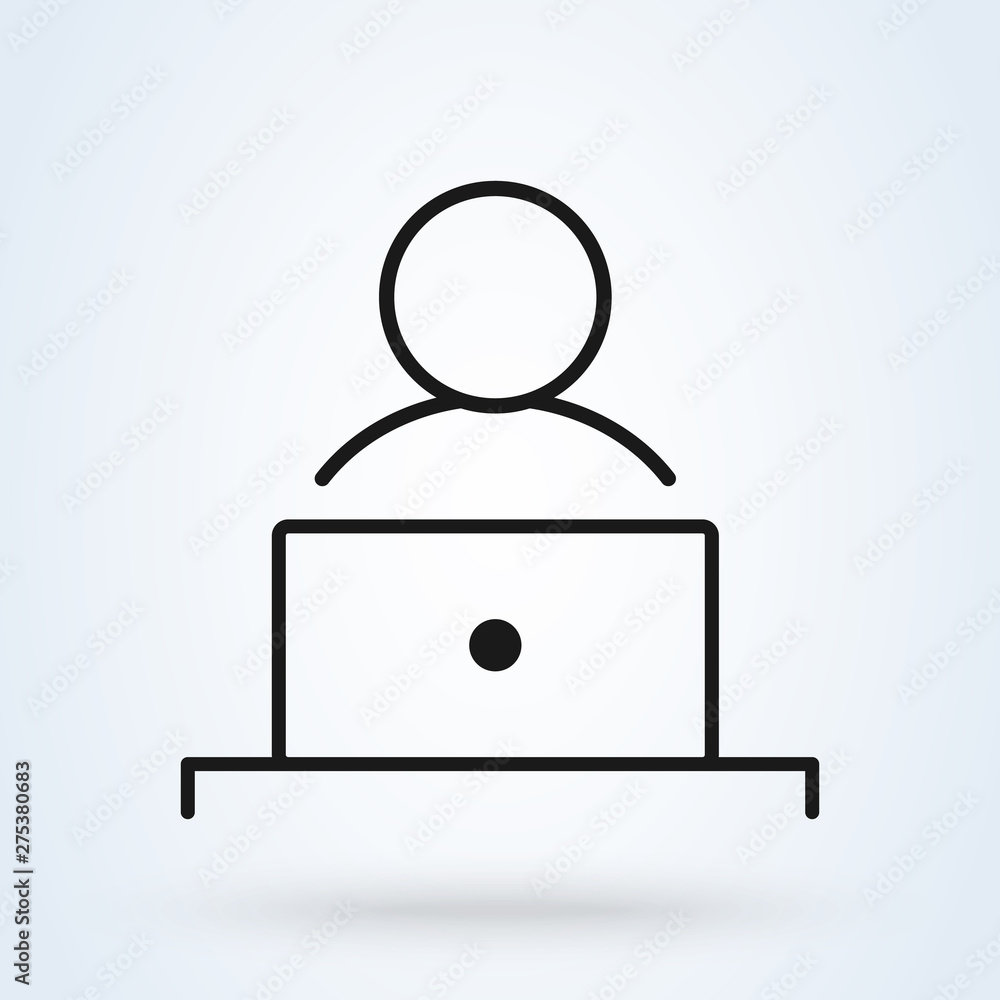 Blogger laptop user Simple vector modern icon design illustration. Blogger laptop user Simple vector modern icon design illustration.