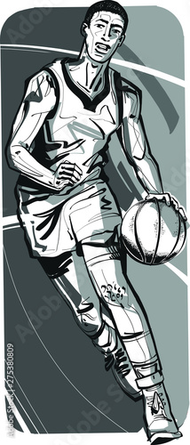 the vector illustration of a basketball player