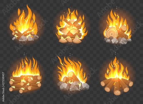 Wooden campfire set