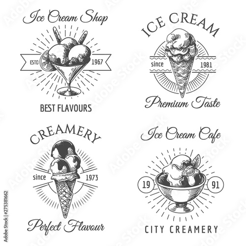 Ice cream sketch badges