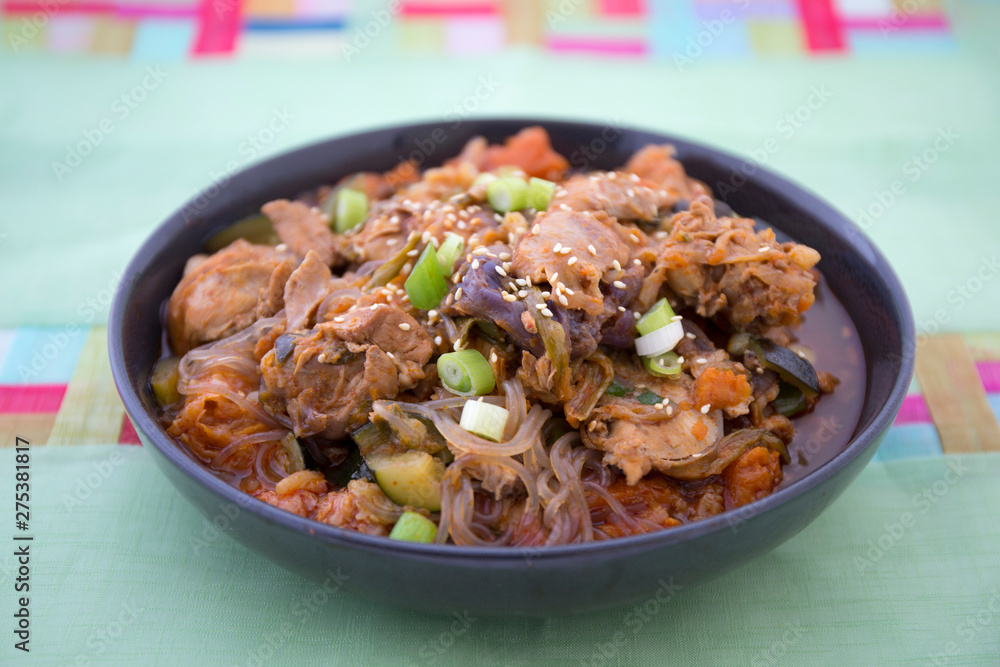 Korean Food Braised Spicy Chicken with glass noodle Korean Food Braised Spicy Chicken with glass noodle
