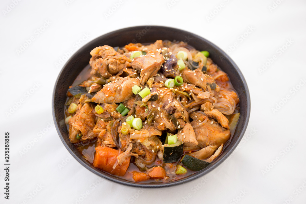 Korean Food Braised Spicy Chicken with glass noodle Korean Food Braised Spicy Chicken with glass noodle