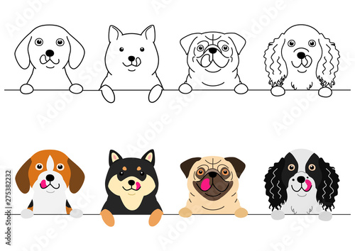 small dogs licking their lips in a row