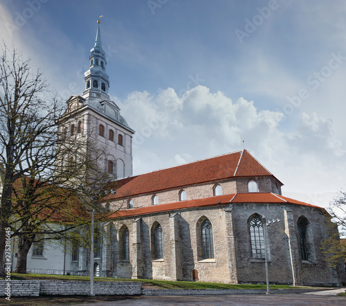 Architectural landmark in the city of Tallinn, Estonia, the Lutheran Church of St. Nicholas or the Church of Niguliste in the spring