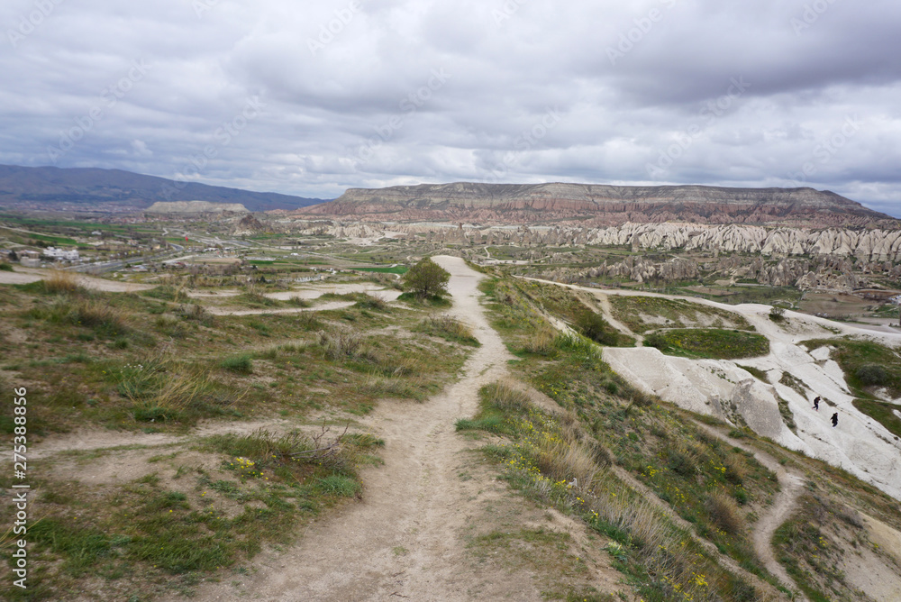 Scenic view of Goreme landscape with fairy chimney from the view point