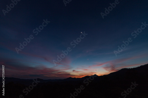Colorful sky just before sunrise at Phu Lung ka Thailand