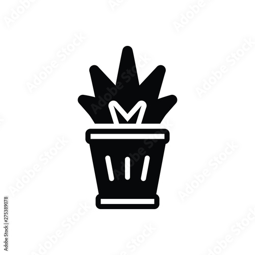 Black solid icon for plant in a pot