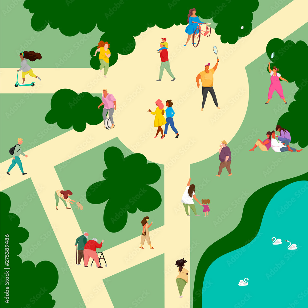 people walk in the Park. family recreation in the nature. active rest and sports. vector people walk in the Park. family recreation in the nature. active rest and sports. vector