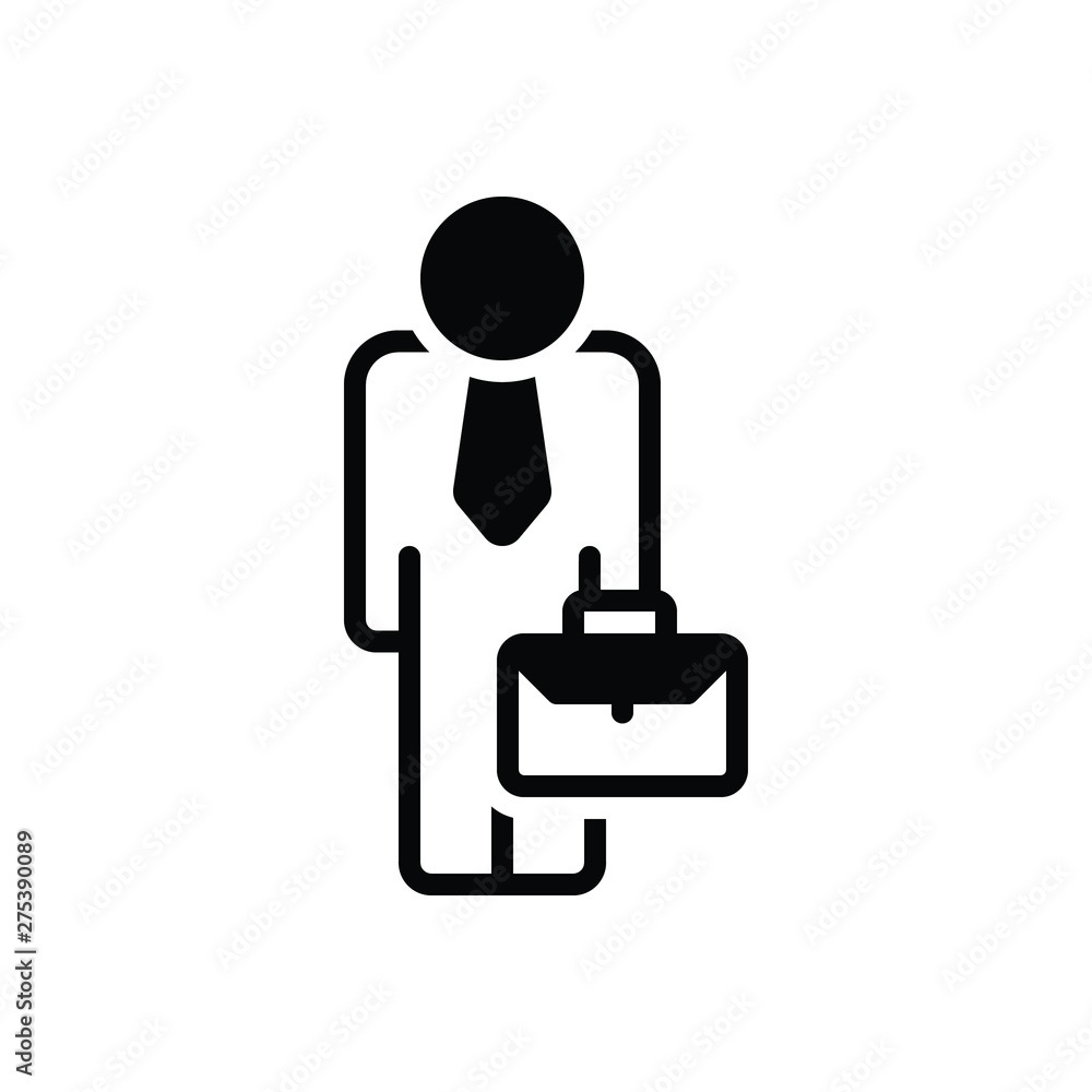 Black solid icon for businessman-with-suitcase job portfolio management holding finance Black solid icon for businessman-with-suitcase job portfolio management holding finance