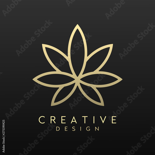 Beautiful, modern and luxury flower vector design. Elegant leaf symbol for health, cosmetic, spa, salon, or boutique. Feminine logo and gold colored template