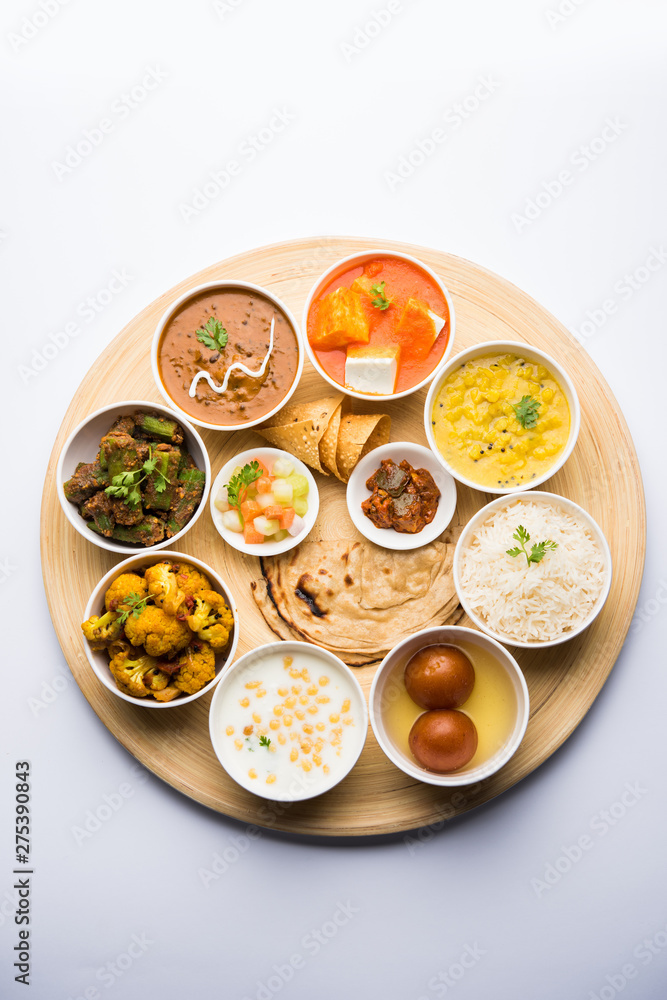 Indian Hindu Veg Thali / food platter, selective focus Indian Hindu Veg Thali / food platter, selective focus