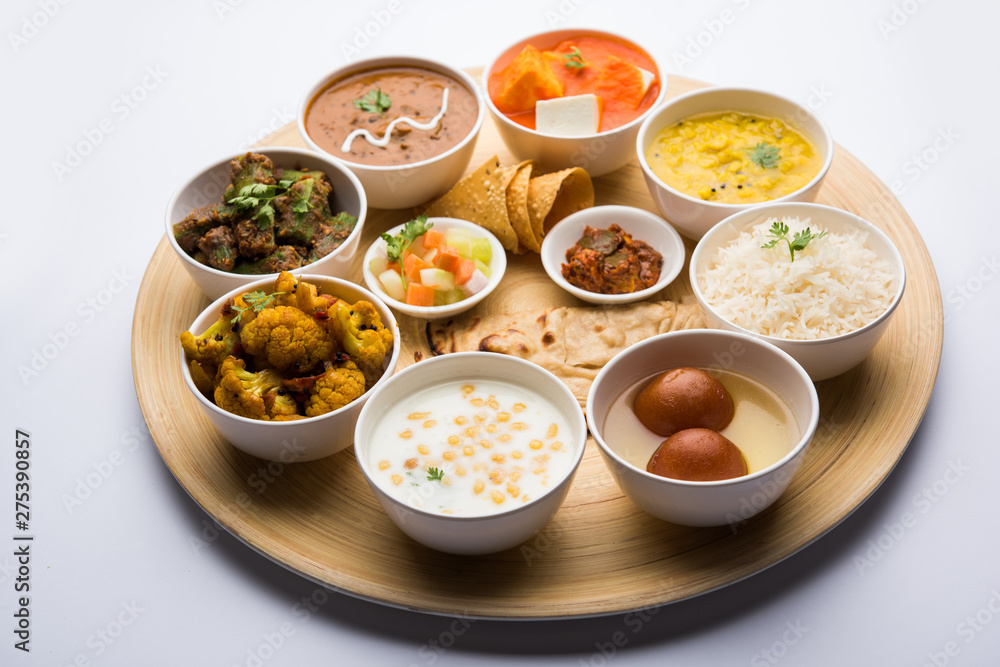 Indian Hindu Veg Thali / food platter, selective focus Indian Hindu Veg Thali / food platter, selective focus