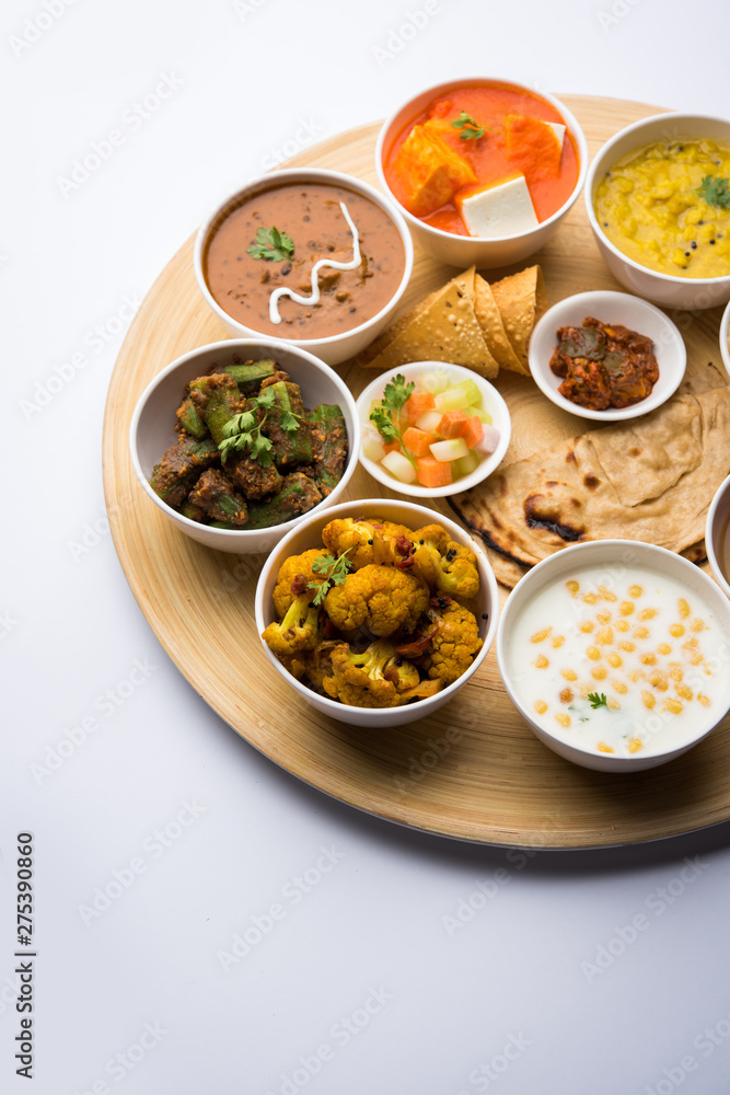 Indian Hindu Veg Thali / food platter, selective focus Indian Hindu Veg Thali / food platter, selective focus