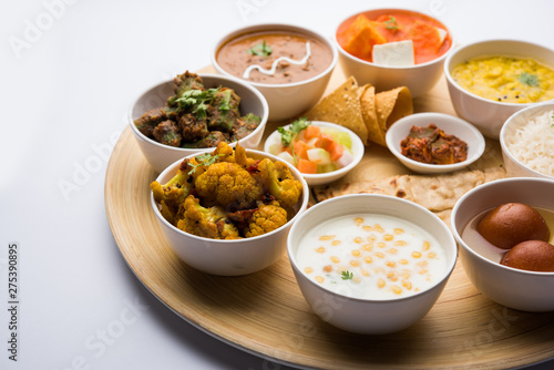 Indian Hindu Veg Thali / food platter, selective focus