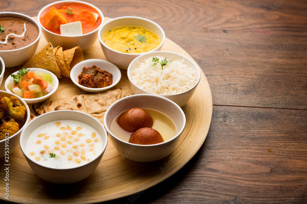 Indian Hindu Veg Thali / food platter, selective focus Indian Hindu Veg Thali / food platter, selective focus