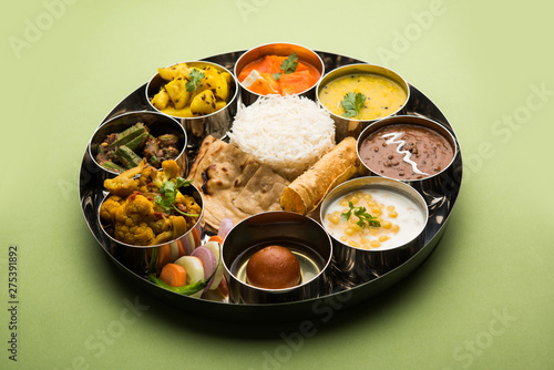 Indian Hindu Veg Thali / food platter, selective focus