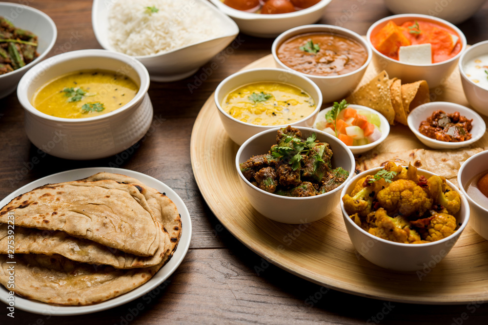 Indian Hindu Veg Thali / food platter, selective focus Indian Hindu Veg Thali / food platter, selective focus