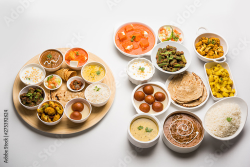 Indian Hindu Veg Thali / food platter, selective focus