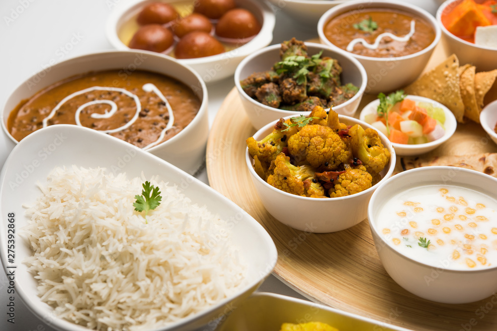 Indian Hindu Veg Thali / food platter, selective focus Indian Hindu Veg Thali / food platter, selective focus