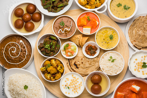 Indian Hindu Veg Thali   food platter  selective focus