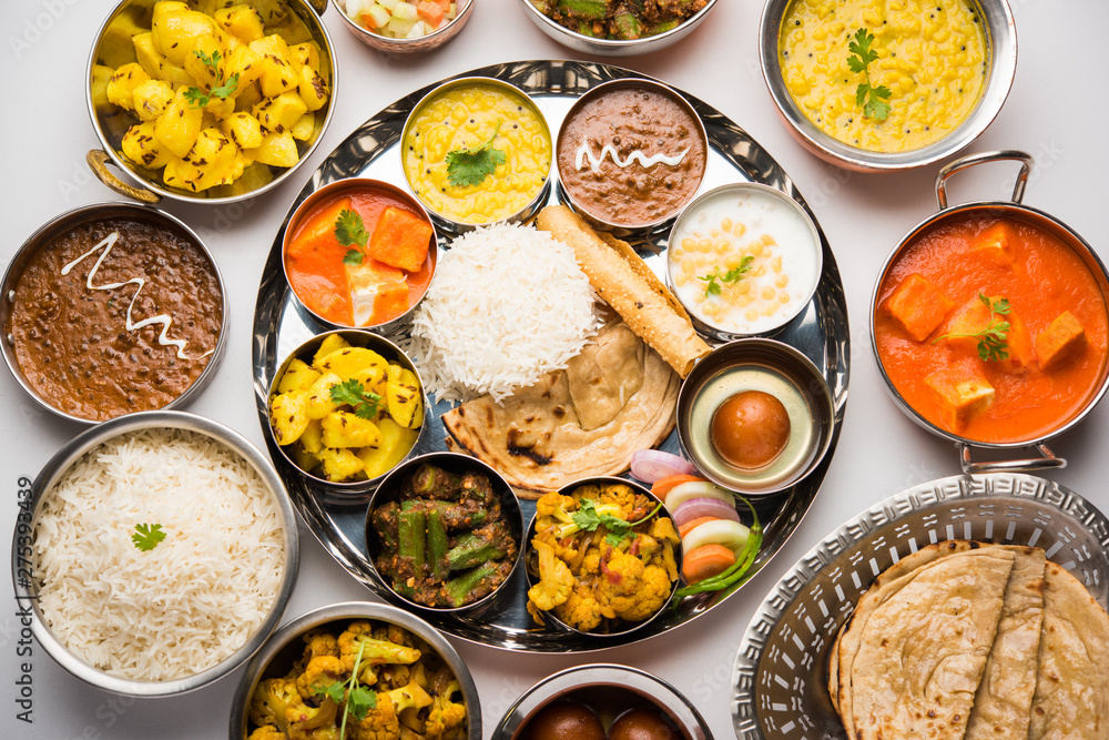 Indian Hindu Veg Thali / food platter, selective focus Indian Hindu Veg Thali / food platter, selective focus