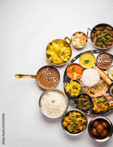 Indian Hindu Veg Thali / food platter, selective focus
