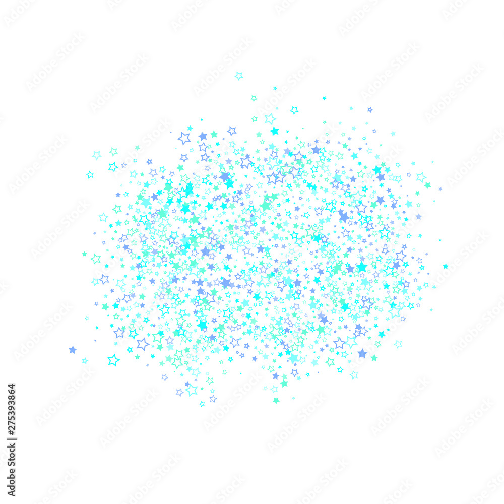 Fototapeta premium Blue, cyan, turquoise glitter stars confetti