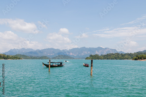 Ratchaprapa Dam or Cheow Larn Lake, Khao Sok national parks is one of the most beautiful locations in Thailand
