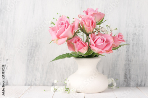 Fresh flowers bouquet of pink roses
