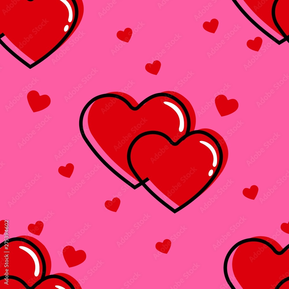 cartoon heart red seamless pattern.vector design