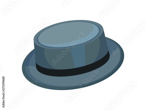 Gray brimmed hat. Vector illustration on white background.