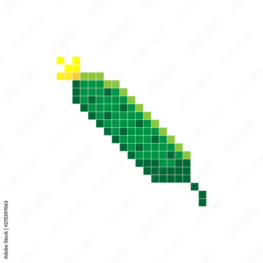 8 bit pixel cucumber. Vector illustration. Old school computer graphic style.
