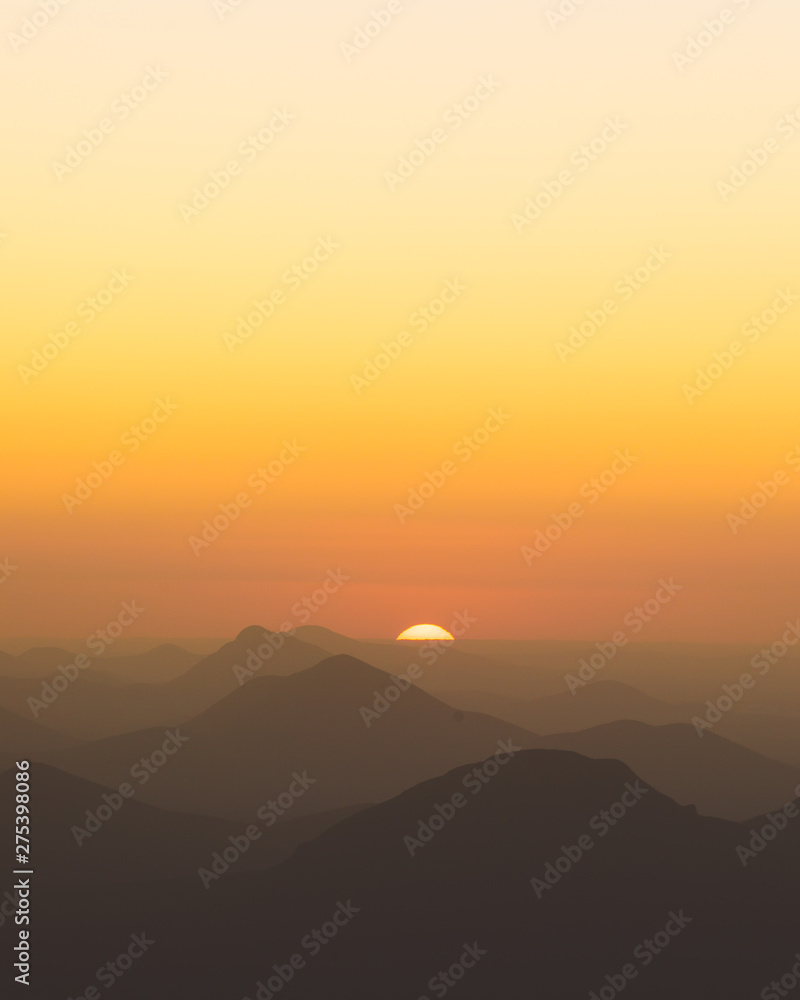 mountain layers at sunset