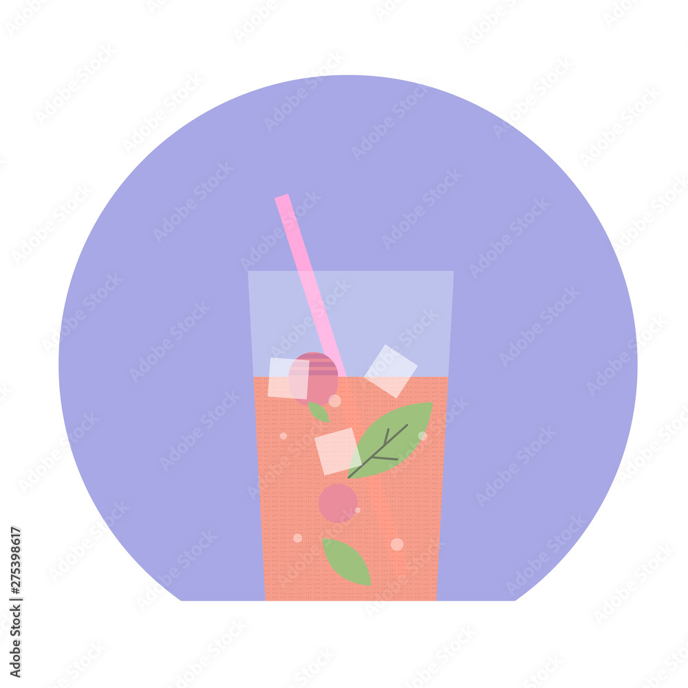 Illustration with glass of drink in flat design style. Illustration with glass of drink in flat design style.