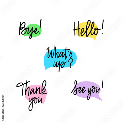 Set of hand-written doodle lettering words and phrases