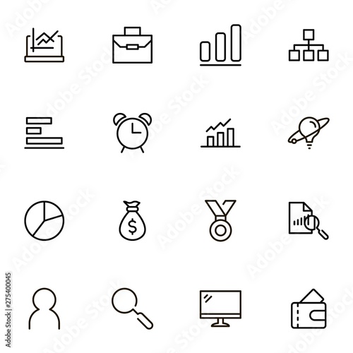 Business analytics line icon set.