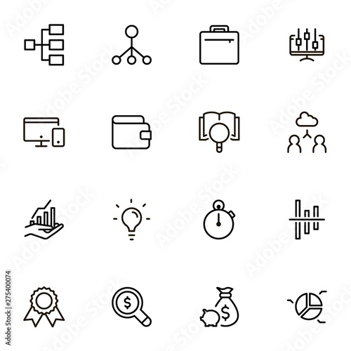 Business analytics line icon set.