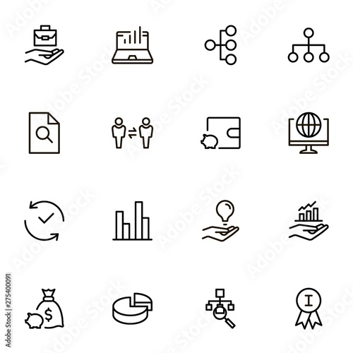 Business analytics line icon set.