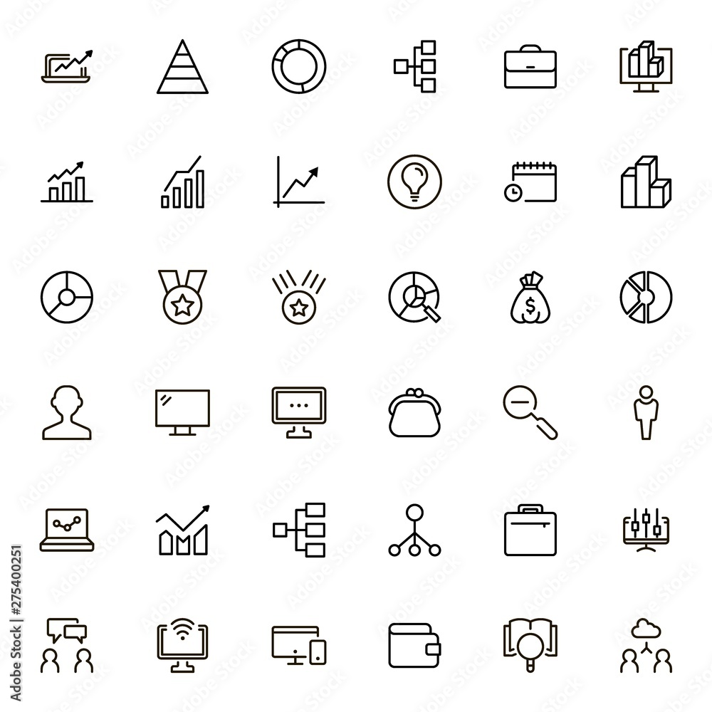 Fototapeta premium Business analytics line icon set.