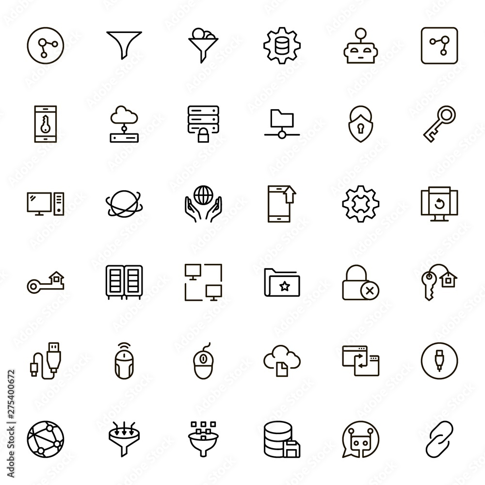 Fototapeta premium Data centre line icon set.