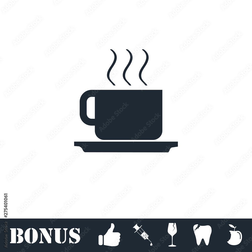 Coffee cup icon flat Coffee cup icon flat