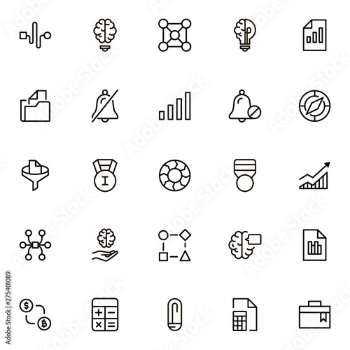 Financial administration line icon set.