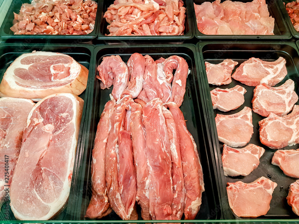 meat in supermarket shop