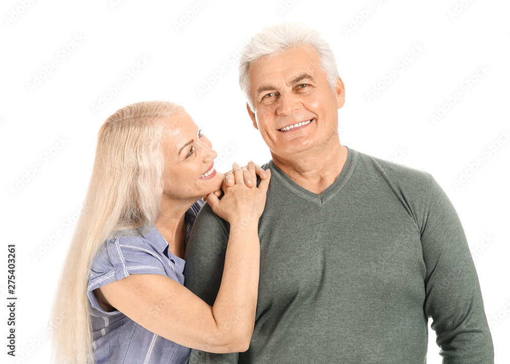 Portrait of happy mature couple on white background Portrait of happy mature couple on white background