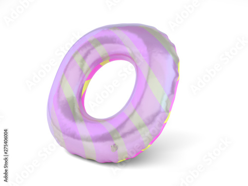 Color rubber swimming circle 3d render on white
